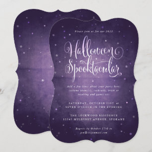 Invitation Purple Vintage Stars Halloween Spooktacular Party