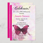 Invitation Purple Watercolor Butterfly fête d'anniversaire (Devant / Derrière)