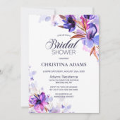 Invitation Purple Watercolor Floral Bridal Shower (Devant)