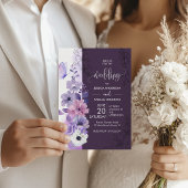 Invitation Purple Watercolor Floral Wedding