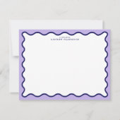 Invitation Purple Wavy Frame Note Card with Striped Back (Devant)
