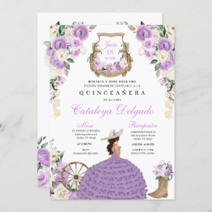 Invitation Purple Western Fiesta Charro Quinceañera