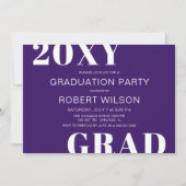 Invitation Purple White Bold Typographie Parti de graduation (Devant)