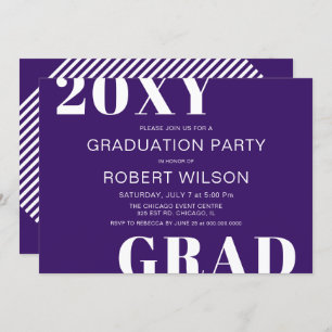 Invitation Purple White Bold Typographie Parti de graduation