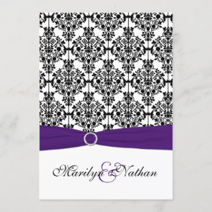Invitation Purple, White et Black Damask II