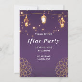 Invitation Purple White et Gold Modern Iftar Party (Devant)
