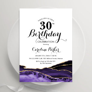 Invitation Purple White Gold Agate 30e anniversaire