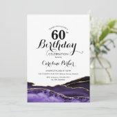 Invitation Purple White Gold Agate 60e anniversaire (Debout devant)