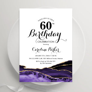 Invitation Purple White Gold Agate 60e anniversaire