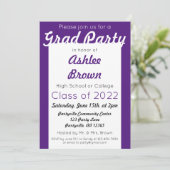 Invitation Purple White Grad Party Gras Graduation (Debout devant)