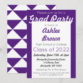 Invitation Purple White Grad Party Gras Graduation (Devant / Derrière)