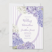Invitation Purple White Hydrangeas Floral Stripe Wedding (Devant)