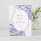 Invitation Purple White Hydrangeas Floral Stripe Wedding (Debout devant)