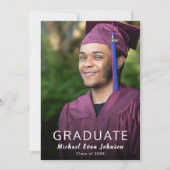 Invitation Purple White Photo Graduation Classe du Parti (Devant)