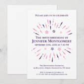 Invitation Purple White Pink 90e fête d'anniversaire feux d'a (Devant / Derrière)