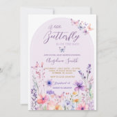 Invitation Purple Wildflower Butterfly Baby Douche (Devant)