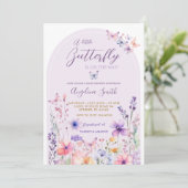 Invitation Purple Wildflower Butterfly Baby Douche (Debout devant)