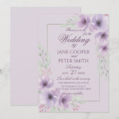 Invitation Purple wildflowers floral Budget Wedding (Devant / Derrière)