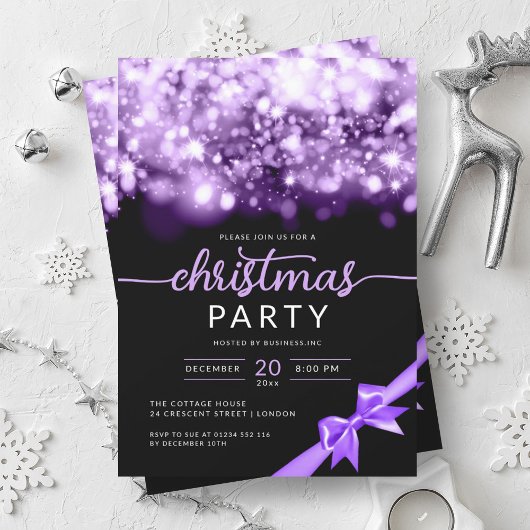 Invitation Purple Winter Sparkling Company Fête de Noël