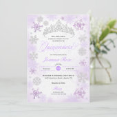 Invitation Purple Winter Wonderland Snowflake Quinceanera (Debout devant)