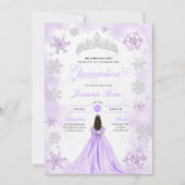 Invitation Purple Winter Wonderland Snowflake Quinceanera (Devant)
