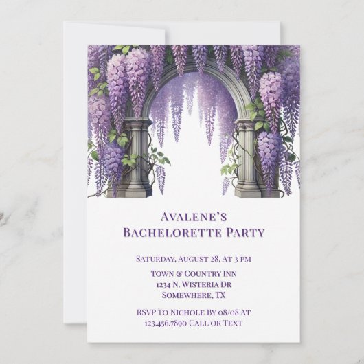 Invitation Purple Wisteria Arch Bachelorette (Devant)