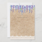 Invitation Purple Wisteria Fleurs Mariage Dentelle rustique L (Dos)