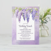 Invitation Purple Wisteria Floral Anniversaire Brunch (Debout devant)