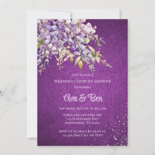 Invitation Purple Wisteria Parties scintillant Mariage Couple