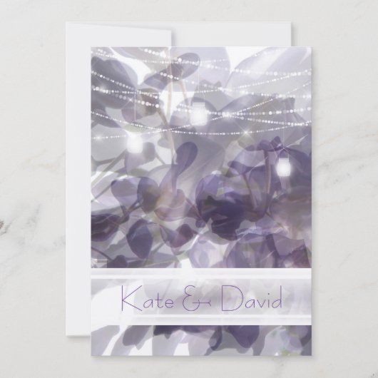 Invitation ©Purple Wisteria String Lights Mason Jars Mariage (Devant)