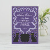 Invitation Purple Witchy Getting Hitched Bachelorette Weekend (Debout devant)