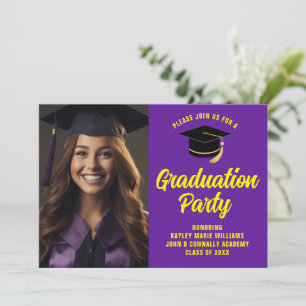 Invitation Purple Yellow Graduate Photo 2025 Graduation Party
