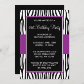 Invitation Purple Zebra 21e anniversaire (Devant / Derrière)