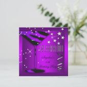 Invitation Purple Zebra Glass fête d'anniversaire (Debout devant)