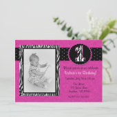 Invitation Purple Zebra Imprimer Girls 1er Anniversaire Invit (Debout devant)