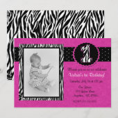 Invitation Purple Zebra Imprimer Girls 1er Anniversaire Invit (Devant / Derrière)
