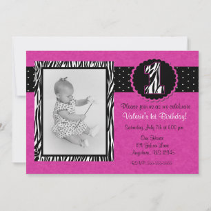Invitation Purple Zebra Imprimer Girls 1er Anniversaire Invit