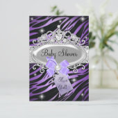 Invitation Purple Zebra Print & Princess Tiara Baby shower (Debout devant)