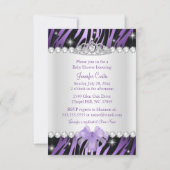 Invitation Purple Zebra Print & Princess Tiara Baby shower (Dos)