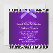 Invitation Purple Zebra Sweet 16 Anniversaire (Dos)