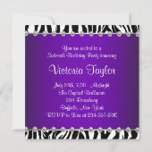 Invitation Purple Zebra Sweet 16 Anniversaire (Dos)