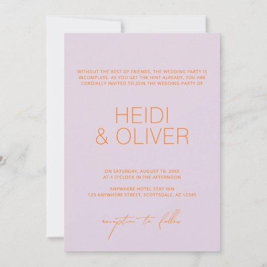 Invitation Purples minimes et Mariage orange vibrant dans (Dos)