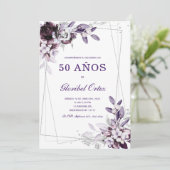 Invitation Púrpura y Lavanda Plata 50 cumpleaños plantilla de (Debout devant)