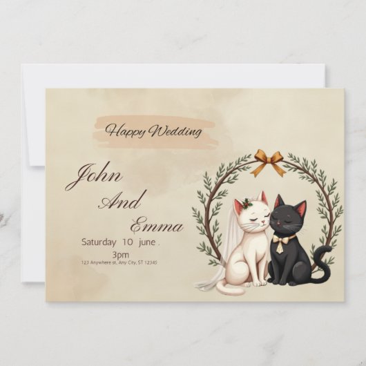 Invitation Purrfect Union: John and Emma's Whimsical Wedding (Devant)