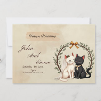 Invitation Purrfect Union: John and Emma's Whimsical Wedding