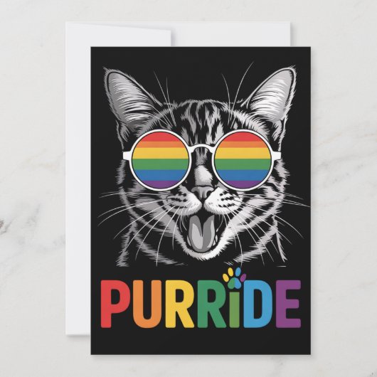 Invitation Purride Cat Gay Lesbian Rainbow LGBTQ Ally Pride (Devant)