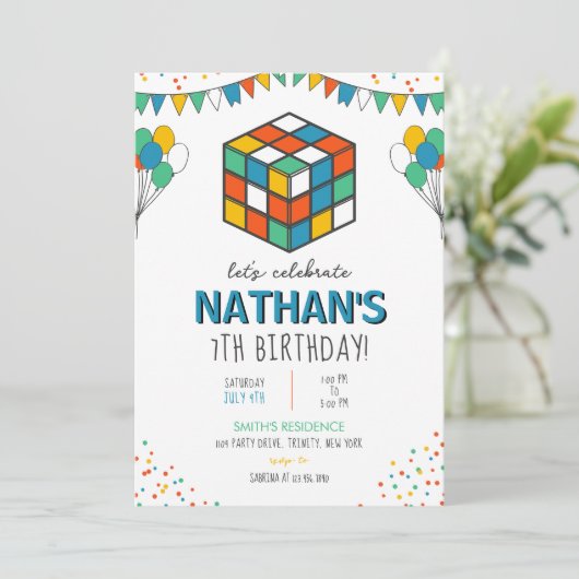 Invitation Puzzle Cube Anniversaire (Debout devant)