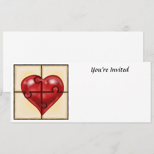 Invitation Puzzle du coeur (Devant / Derrière)