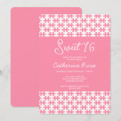 Invitation Puzzle rose et blanc À damiers doux 16 (Devant / Derrière)