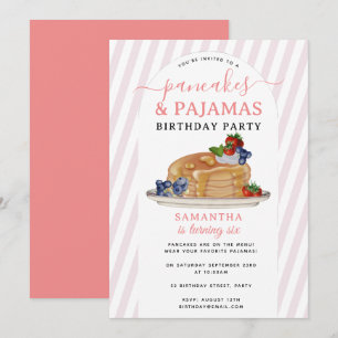Invitation Pyjama aux pancakes Fête d'anniversaire fille Enfa